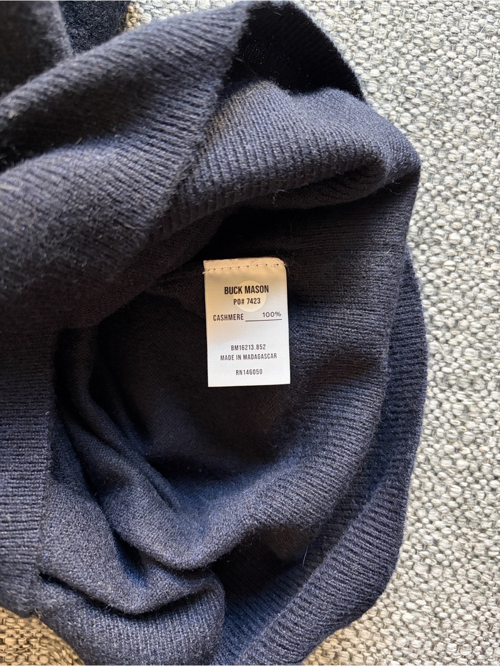 Buck Mason Navy Blue V-Neck Sweater - Picture 5 of 5